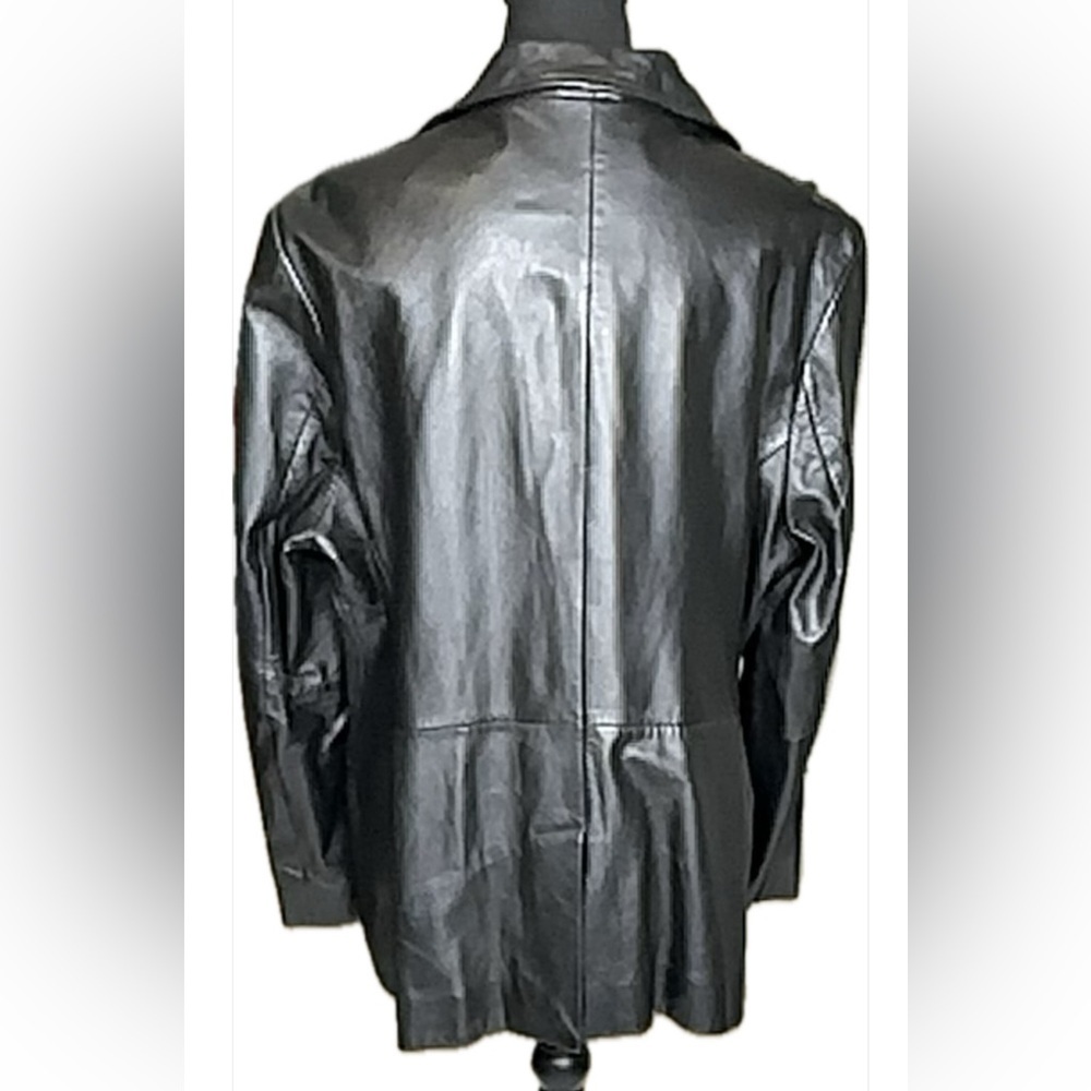 Old Navy Women's Sleek Black Leather Jacket XXL - Picture 2 of 5